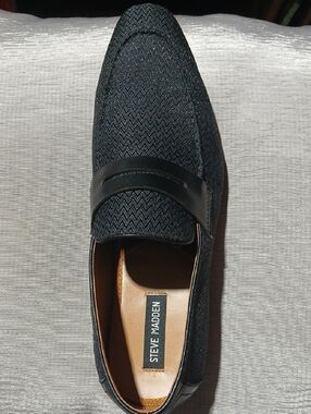 Steve Madden Men’s Black Herringbone Penny Loafers
